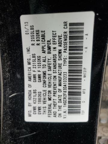 1HGCR2F83DA103233 - 2013 HONDA ACCORD EXL 黑色 照片 12