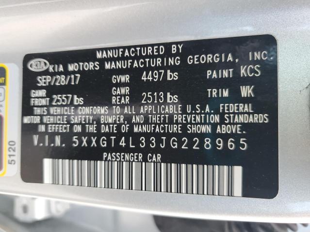 5XXGT4L33JG228965 - 2018 KIA OPTIMA LX Күміс фото 12