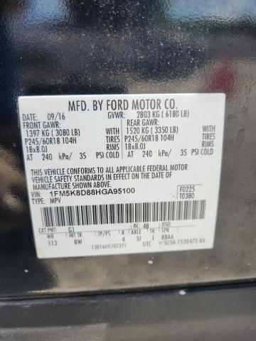 1FM5K8D88HGA95100 - 2017 FORD EXPLORER XLT BLACK photo 13