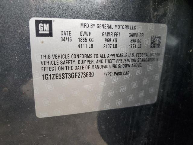 1G1ZE5ST3GF273639 - 2016 CHEV MALIBU LT GRAY photo 12