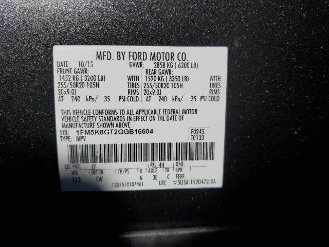 1FM5K8GT2GGB16604 - 2016 FORD EXPLORER SPORT 灰色 照片 13