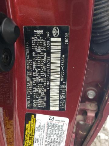 4T1BF30K96U115798 - 2006 TOYOTA CAMRY LE BURGUNDY photo 12