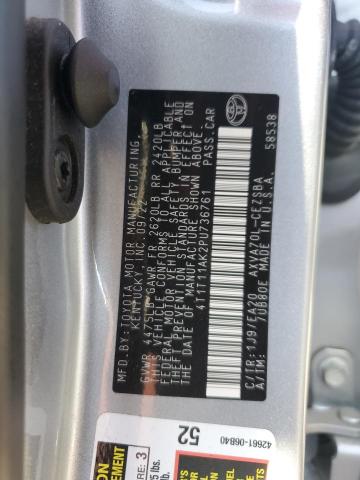 4T1T11AK2PU736761 - 2023 TOYOTA CAMRY SE NIGHT SHADE SILVER photo 12