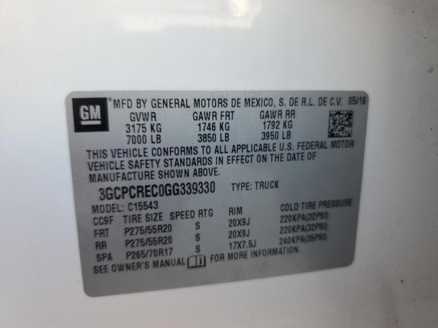 3GCPCREC0GG339330 - 2016 CHEVROLET SILVERADO C1500 LT თეთრი ფოტო 12