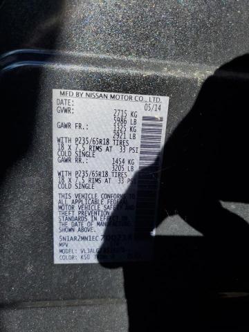 5N1AR2MN1EC700218 - 2014 NISSAN PATHFINDER S 灰色 照片 13