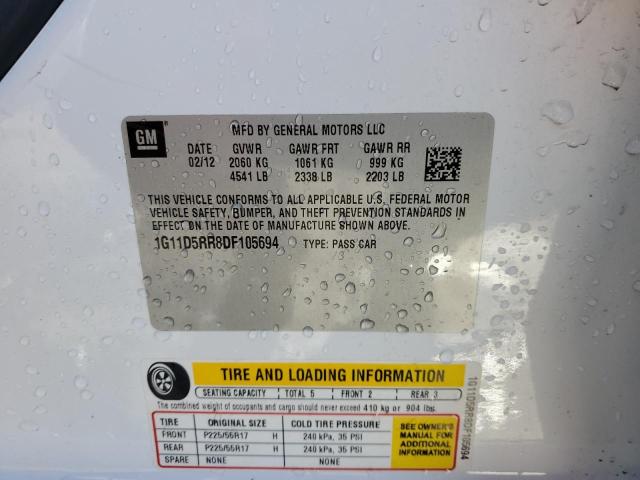 1G11D5RR8DF105694 - 2013 CHEVROLET MALIBU 1LT WHITE photo 12