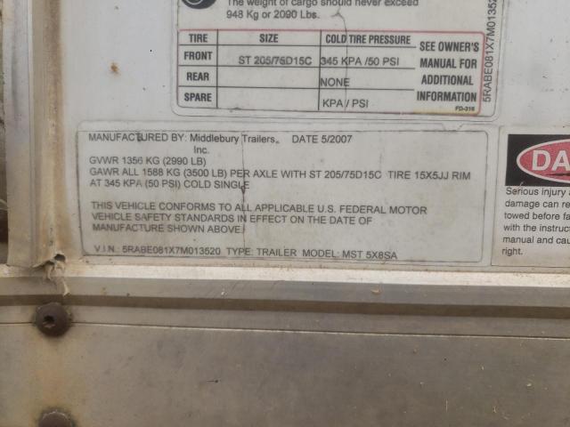 5RABE081X7M013520 - 2007 TRAIL KING ENCLOSED თეთრი ფოტო 10