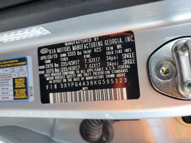 5XYPG4A38KG595123 - 2019 KIA SORENTO L SILVER photo 13