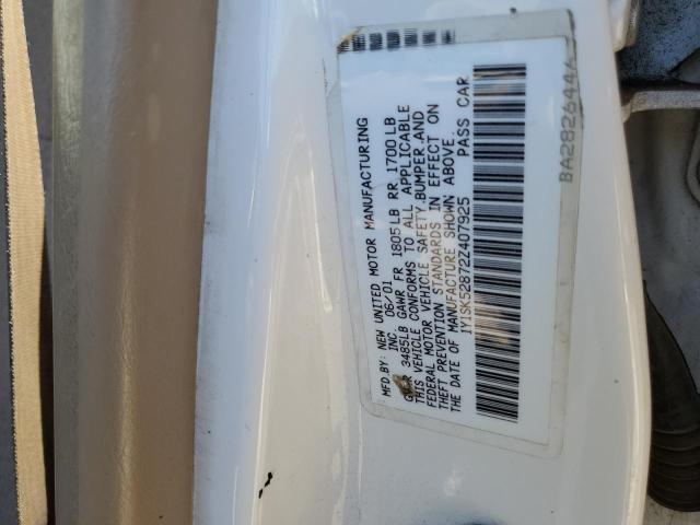 1Y1SK52872Z407925 - 2002 CHEVROLET GEO PRIZM BASE WHITE photo 12