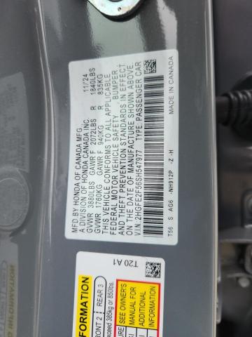 2HGFE2F56SH547977 - 2025 HONDA CIVIC SPORT GRAY photo 12