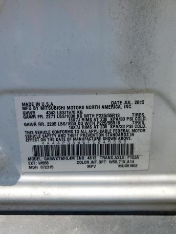 4A4AP3AW6FE045369 - 2015 MITSUBISHI OUTLANDER SPORT ES 白色 照片 12