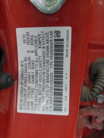 2HGFC2F88LH582263 - 2020 HONDA CIVIC SPORT 红色 照片 13