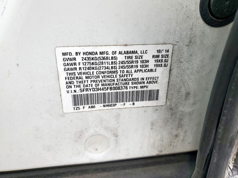 5FRYD3H45FB008376 - 2015 ACURA MDX TECHNOLOGY Ağ foto 12