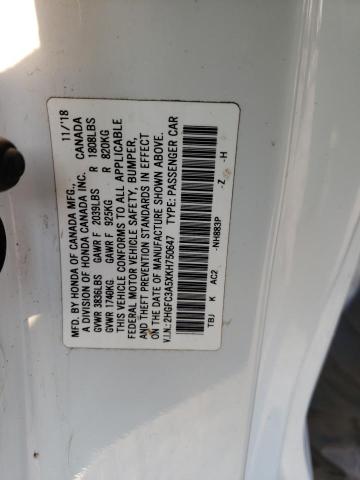 2HGFC3A5XKH750647 - 2019 HONDA CIVIC SI WHITE photo 12