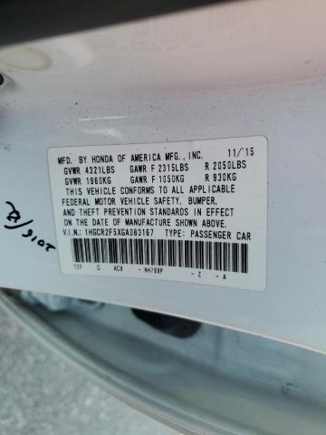 1HGCR2F5XGA083167 - 2016 HONDA ACCORD SPORT თეთრი ფოტო 12