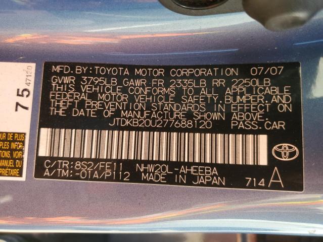 JTDKB20U277688120 - 2007 TOYOTA PRIUS BLUE photo 13