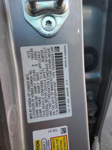 2HGFE2F56PH512587 - 2023 HONDA CIVIC SPORT Argent photo 12