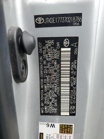 JTKDE177370218786 - 2007 TOYOTA SCION TC SILVER photo 12