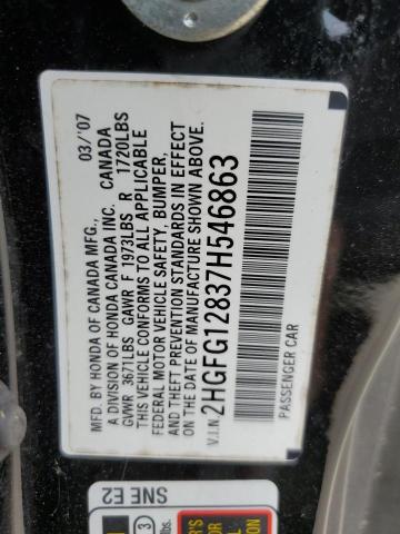 2HGFG12837H546863 - 2007 HONDA CIVIC EX BLACK photo 13