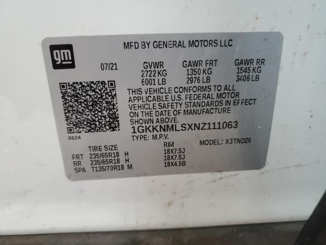 1GKKNMLSXNZ111063 - 2022 GMC ACADIA SLT 白色 照片 13