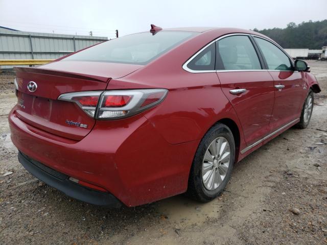 KMHE24L13GA013398 - 2016 HYUNDAI SONATA HYBRID RED photo 4