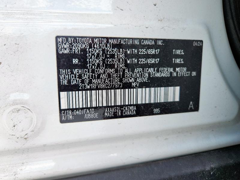 2T3W1RFV8RC277973 - 2024 TOYOTA RAV4 XLE WHITE photo 14