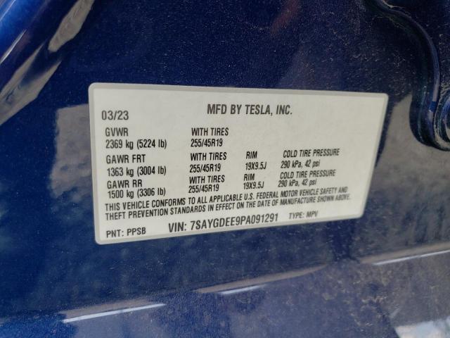 7SAYGDEE9PA091291 - 2023 TESLA MODEL Y Azul foto 14