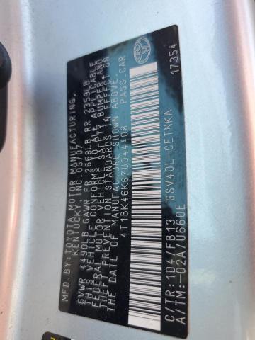 4T1BK46K67U044408 - 2007 TOYOTA CAMRY LE SILVER photo 13