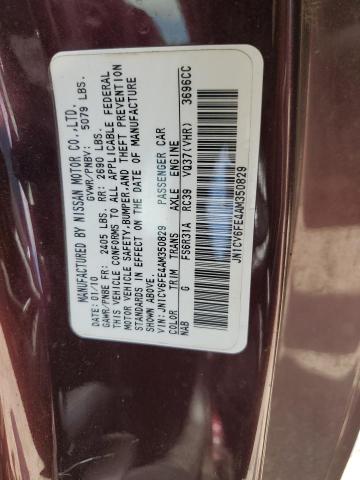 JN1CV6FE4AM350829 - 2010 INFINITI G37 BASE BURGUNDY photo 12