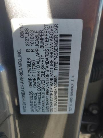 19UUB3F65KA003659 - 2019 ACURA TLX TECHNOLOGY ნაცრისფერი ფოტო 12