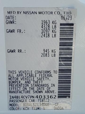 1N4BL4CV7PN403362 - 2023 NISSAN ALTIMA SR GRAY photo 12