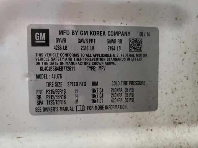 KL4CJBSB4EB772611 - 2014 BUICK ENCORE CONVENIENCE 白色 照片 13