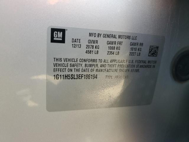 1G11H5SL3EF186194 - 2014 CHEVROLET MALIBU LTZ ვერცხლისფერი ფოტო 12