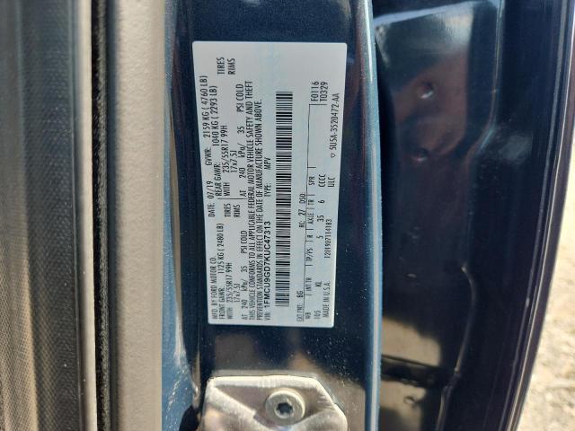 1FMCU9GD7KUC47313 - 2019 FORD ESCAPE SE Niebieski zdjęcie 12