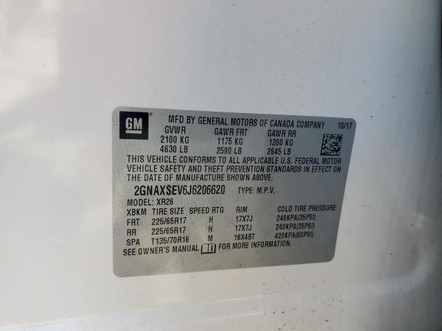 2GNAXSEV6J6206620 - 2018 CHEVROLET EQUINOX LT 白色 照片 13