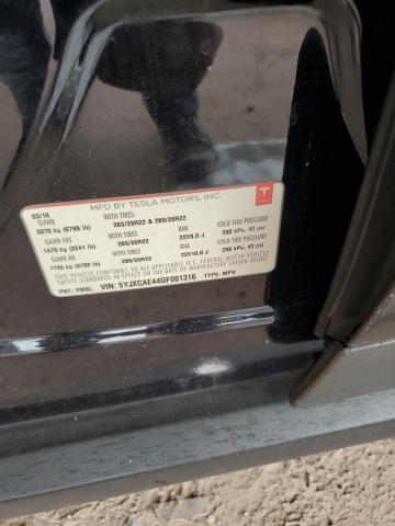 5YJXCAE44GF001316 - 2016 TESLA MODEL X 黑色 照片 12