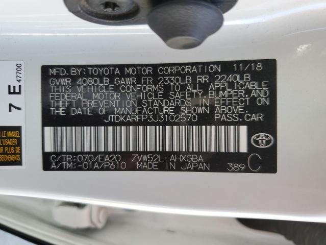 JTDKARFP3J3102570 - 2018 TOYOTA PRIUS PRIM 白色 照片 12