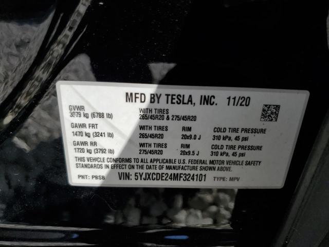 5YJXCDE24MF324101 - 2021 TESLA MODEL X BLACK photo 13