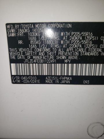 JTLZE4FE0B1122491 - 2011 TOYOTA SCION XB WHITE photo 12