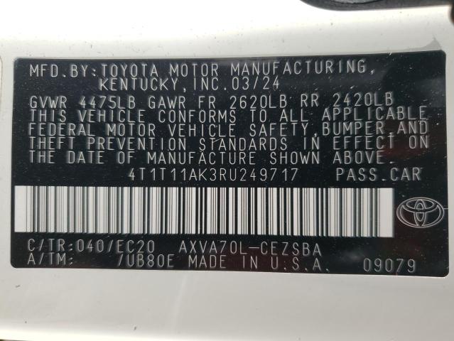 4T1T11AK3RU249717 - 2024 TOYOTA CAMRY SE NIGHT SHADE WHITE photo 13