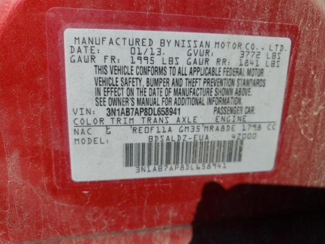 3N1AB7AP8DL658941 - 2013 NISSAN SENTRA S BURGUNDY photo 12