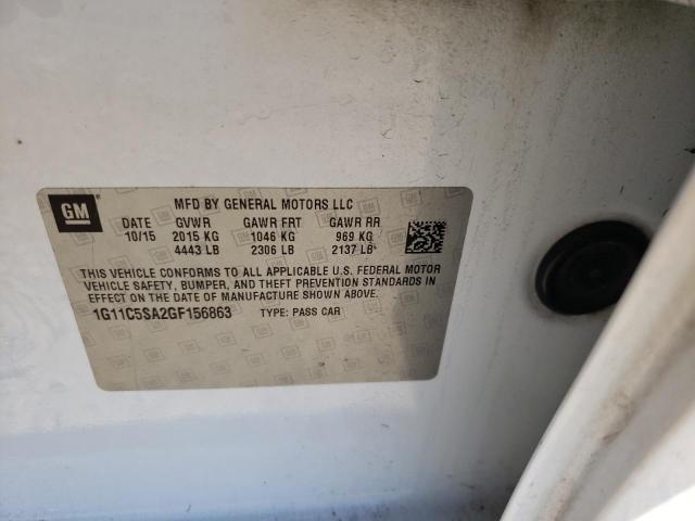 1G11C5SA2GF156863 - 2016 CHEVROLET MALIBU LIM LT 白色 照片 12