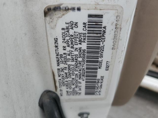 4T1BG22K7YU956896 - 2000 TOYOTA CAMRY CE WHITE photo 12