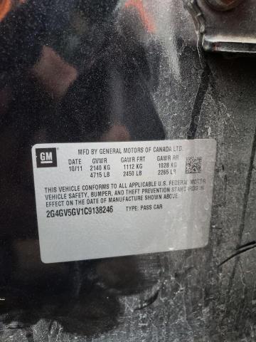 2G4GV5GV1C9138246 - 2012 BUICK REGAL GS BLACK photo 12