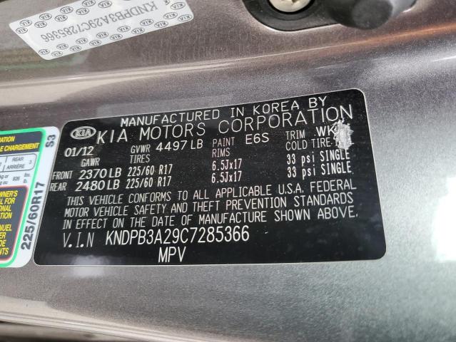 KNDPB3A29C7285366 - 2012 KIA SPORTAGE BASE SILVER photo 12