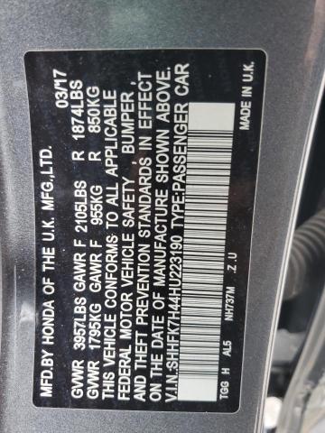 SHHFK7H44HU223190 - 2017 HONDA CIVIC SPORT 灰色 照片 12