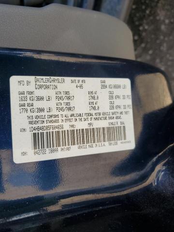 1D4HB48D85F604656 - 2005 DODGE DURANGO SLT BLUE photo 12