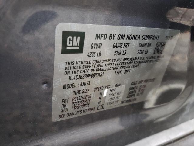 KL4CJBSB9FB083181 - 2015 BUICK ENCORE CONVENIENCE 灰色 照片 13