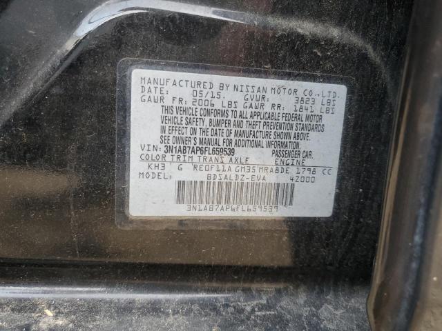 3N1AB7AP6FL659539 - 2015 NISSAN SENTRA S BLACK photo 12