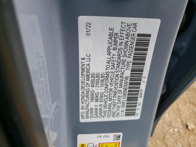 19XFL1G85NE009746 - 2022 HONDA CIVIC SPORT TOURING Blau Foto 13